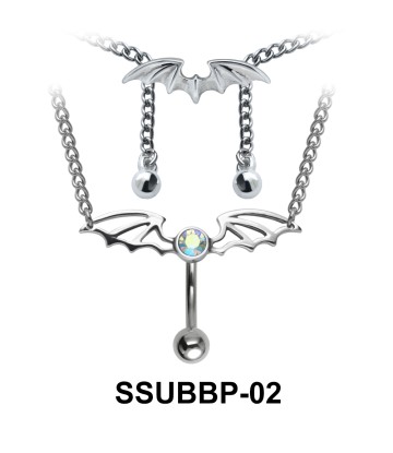 Wing Shape Belly Piercing Chain SSUBBP-02